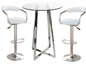 Nerix Round Glass Top Tall Poseur Table Zen Stools