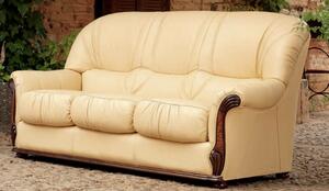 Bony Handmade 3 Seater Sofa Settee Italian Perla Cream Real Leather