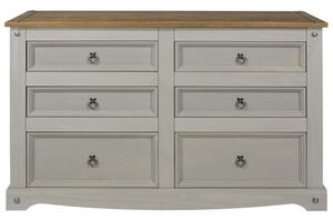 Coson Grey Pine 3+3 Wide Chest Of Drawers