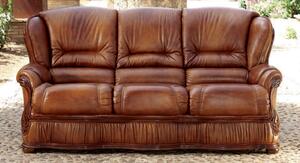 Roma Handmade 3 Seater Sofa Settee Italian Tobaco Brown Real Leather