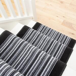 Black White Stripey Stair Carpet Runner - Cut to Measure | Scala
