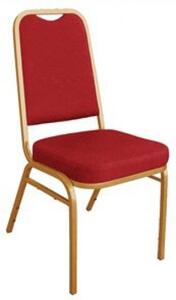 Brelone Set Of 4 Squared Chairs Red Gold Frame