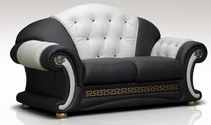 Versace Handmade 2 Seater Sofa Settee Genuine Italian Black White Real Leather