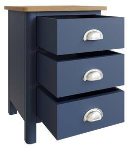 Rutland Oak Top Blue 3 Drawer Bedside Cabinet