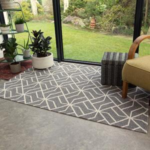 Grey Geometric Woven Sustainable Recycled Cotton Rug | Kendall