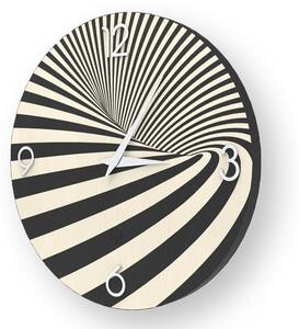ABSTRACT OPTICAL INLAYED WOOD CLOCK - Colours