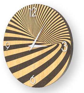 ABSTRACT OPTICAL INLAYED WOOD CLOCK - Colours