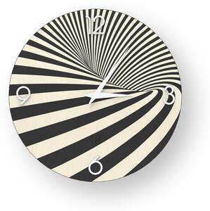 ABSTRACT OPTICAL INLAYED WOOD CLOCK - Cold