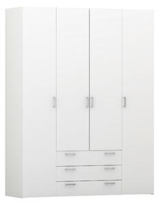 Pluto Wardrobe - 4 Doors 3 Drawers In White