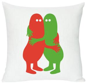 Two Cushion - Screen printed cushion made of linen & cotton by Domestic White/Red/Green