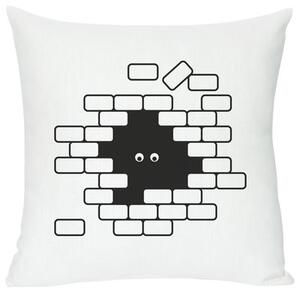 I see U U see me Cushion - Screen printed cushion made of linen & cotton by Domestic White/Black