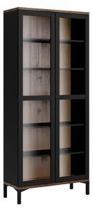 Ramen Display Cabinet Glazed 2 Doors In Black Walnut