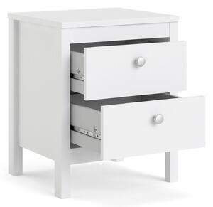 Madrid White 2 Drawers Bedside Table