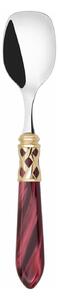 ALADDIN GOLD-PLATED RING 6 ICE CREAM SPOONS - Burgundy Red