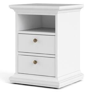 Paris White 2 Drawers Bedside Table