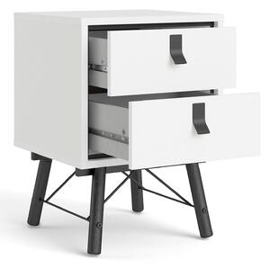 Ry 2 Drawers White Bedside Table