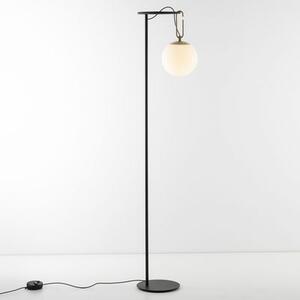 Nh 22 Floor lamp - / Blown glass & metal Globe Ø 22 cm by Artemide White/Black