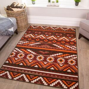 Red and Terracotta Aztec Rug | Milan