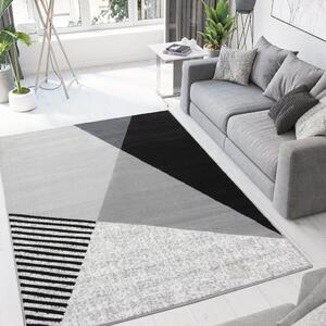 Black Grey Modern Geometric Living Room Rug | Milan