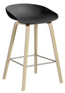 About a stool AAS 32 Bar stool - H 65 cm - Plastic & wood legs by Hay Black/Natural wood