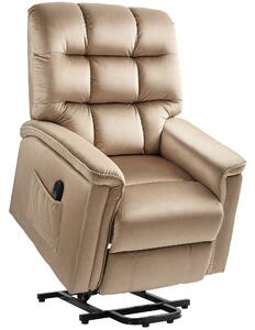 HOMCOM Velvet-Feel Electric Lift Recliner Chair - Brown