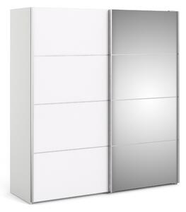 Phillipe Wardrobe White White Mirror Doors Two Shelves