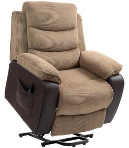 HOMCOM Power Lift Recliner Chair for Elderly, Patchwork Design Oversized Electric Riser and Recliner Armchair for Living Room with Remote Control and 2 Side Pockets, Brown