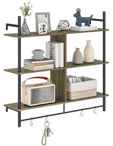 HOMCOM Three-Tier Floating Shelf - Grey Wood Effect