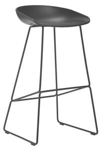 About a stool AAS 38 Bar stool - H 75 cm - Steel sled base by Hay Black