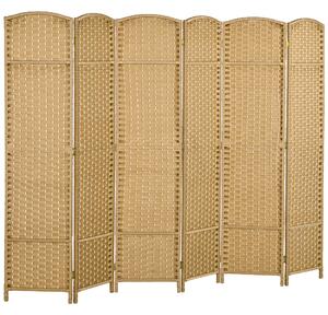 HOMCOM 6 Panel Folding Room Divider, Freestanding Privacy Screen for Living Room, Bedroom and Office, 240 x 170cm, Natural