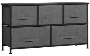 HOMCOM Chest of Drawers, 5 Drawer Fabric Dresser with Steel Frame, Adjustable Feet, Storage Organizer Unit for Bedroom, Living Room, Dark Grey