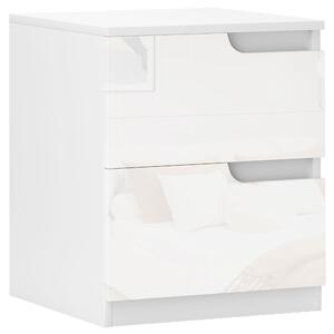 HOMCOM Set of Two High Gloss Bedside Tables - White