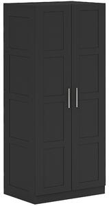 HOMCOM Double Paneled Door Wardrobe, with Shelves - Black