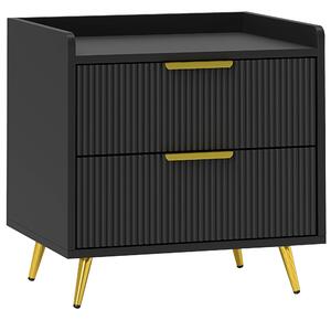 HOMCOM Elegant Two-Drawer Bedside Table - Black