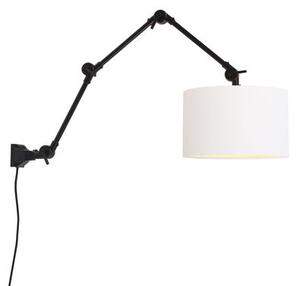 Amsterdam Large Wall light with plug - / Fabric lampshade - L 100 cm by It's about Romi White/Black