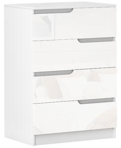 HOMCOM 4 Drawer Chest of Drawers, Modern Dresser for Bedroom, Living Room, 60 x 40 x 85cm, White