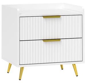 HOMCOM Elegant Two-Drawer Bedside Table - White