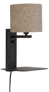 Florence Wall light with plug - / Fabric lampshade - Shelf & USB port by It's about Romi Beige