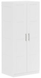 HOMCOM Double Paneled Door Wardrobe, with Shelves - White