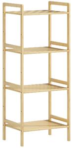 HOMCOM Four-Tier Bamboo Adjustable Shelf Storage Unit