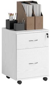 HOMCOM Two Drawer Lockable Filing Cabinet - White Wood Grain