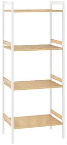 HOMCOM Four-Tier Bamboo Adjustable Shelf Storage Unit