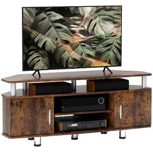 HOMCOM TV Unit Cabinet for TVs up to 55 Inches with Storage Shelves and Cupboard, Entertainment Centre for Living Room, Rustic Brown