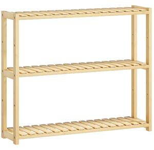 HOMCOM 3-Tier Bamboo Bathroom Storage Shelf, Display Stand Shelving Unit with Adjustable Rack for Kitchen Bathroom Living Room, Natural