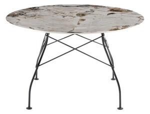 Glossy Marble Round table - / Ø 128 cm - Marble-effect sandstone by Kartell Brown/Beige
