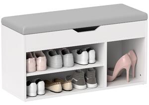 HOMCOM Shoes Cabinet Bench Hidden Storage Padded Seat Organiser Footwear Rack Hallway Cream White