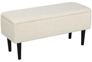 HOMCOM 47L Teddy Fleece Storage Ottoman - Cream