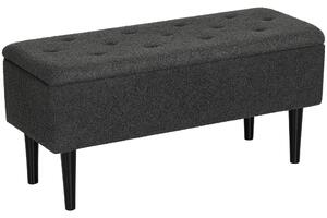 HOMCOM 47L Teddy Fleece Storage Ottoman - Dark Grey