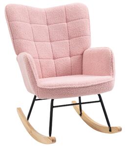 HOMCOM Soft Fleecey Rocking Wingback Chair - Pink