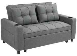 HOMCOM Two-Seater Pull-Out Sofa Bed - Charcoal Grey